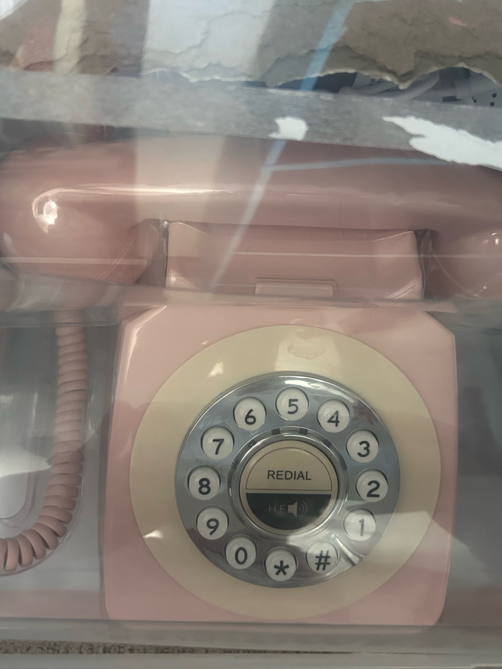 Modern Bluetooth telephone in pink